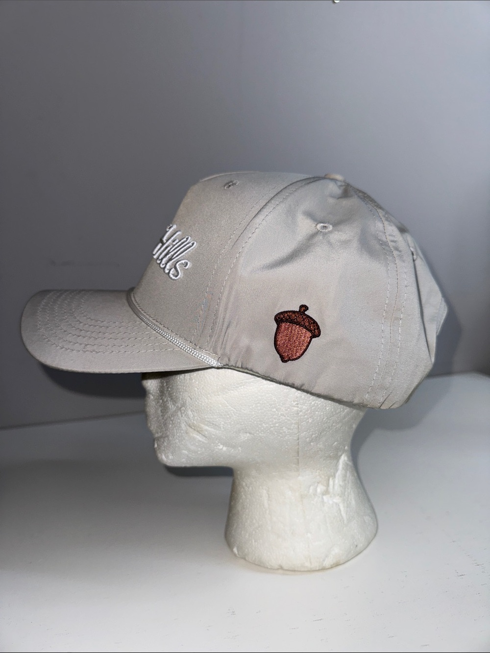 Acorn Hills Performance Script Rope Hat Snapback Cap Light Gray Golf Outdoors - Picture 5 of 7